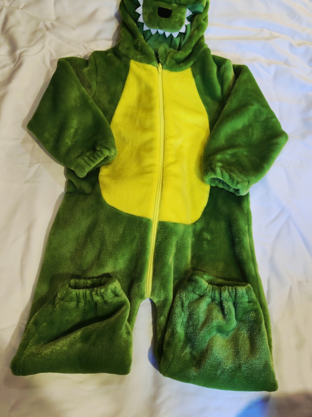 Green & Yellow Plush Dinosaur Kids One-Piece Bodysuit